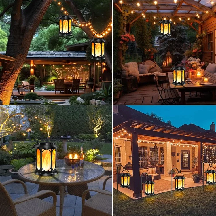 YY-91008D Solar Lanterns Outdoor IP65 Waterproof Flickering Flame Hanging Lights for Garden / Lawn