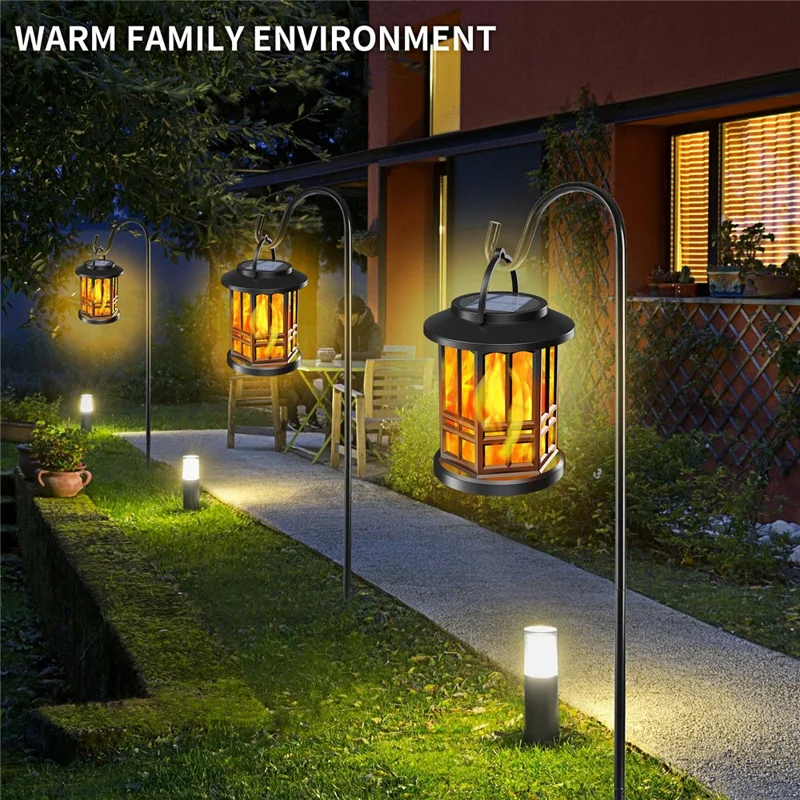 YY-91008C Solarleuchten IP65 Outdoor Flackernde Flamme Hängende Laternen für Terrasse Garten Dekorativ