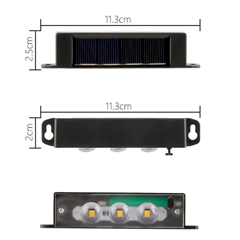 4PCS 3LED Outdoor Solar Wall Lamp Waterproof Landscape Automatic Lighting for Garden Patio Fence - Warm Light