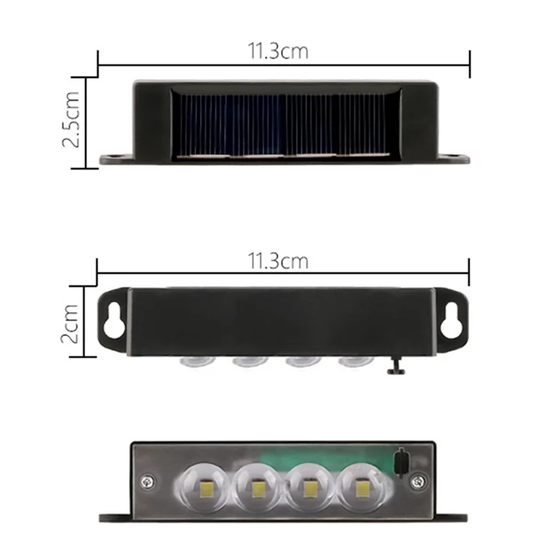 4PCS 4LED Outdoor Solar Wall Lamp Waterproof Landscape Automatic Lighting for Garden Patio Fence - Warm Light