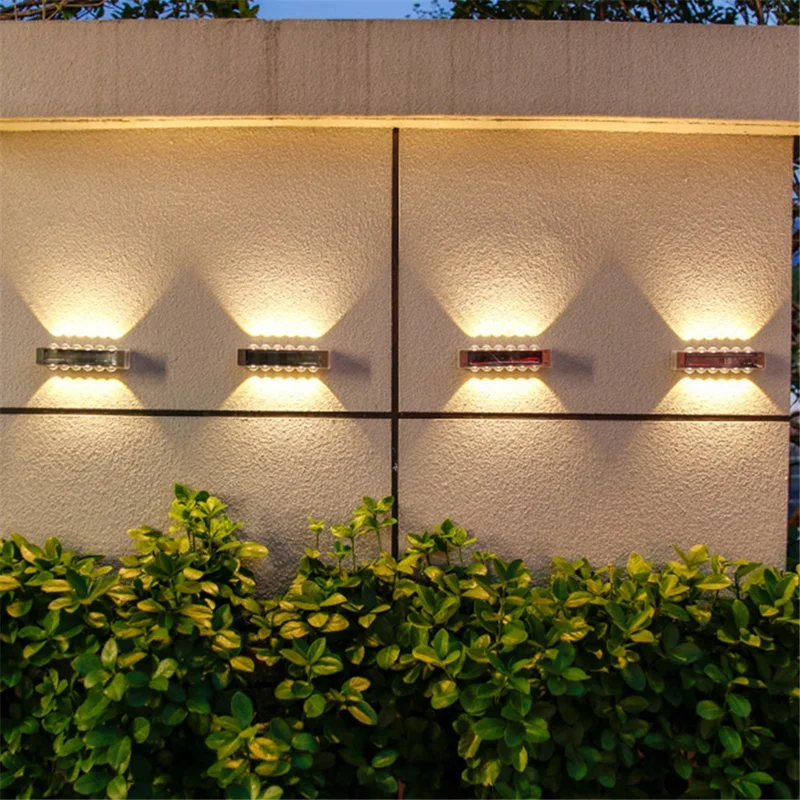 4PCS 10 LED Solar Wall Light Up / Down Outdoor Waterproof Lights for Garden / Patio / Villa Landscape - Warm Light