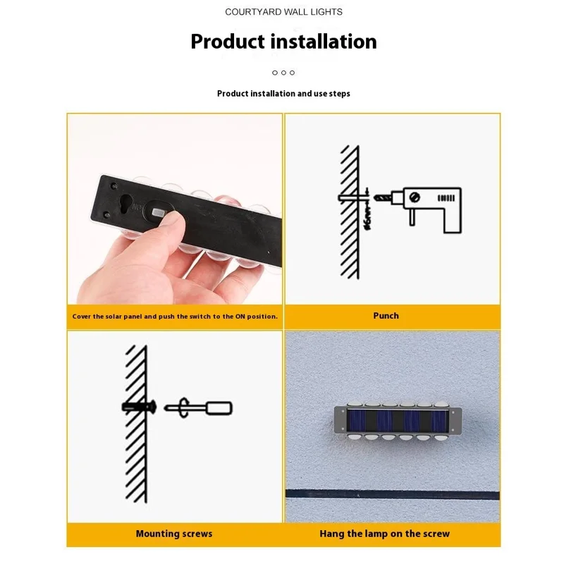 4PCS 10 LED Solar Wall Light Up / Down Outdoor Waterproof Lights for Garden / Patio / Villa Landscape - Warm Light