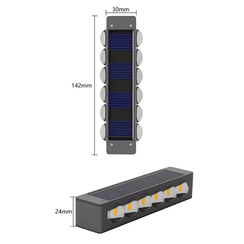 4PCS 12 LED Solar Wall Light Up / Down Outdoor Waterproof Lights for Garden / Patio / Villa Landscape - White Light