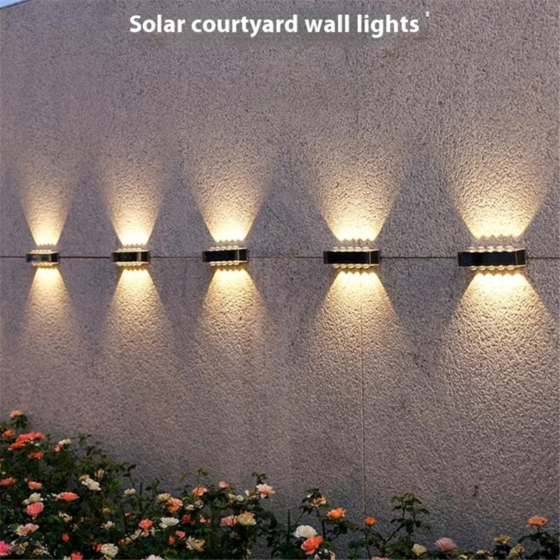 4PCS 12 LED Solar Wall Light Up / Down Outdoor Waterproof Lights for Garden / Patio / Villa Landscape - White Light