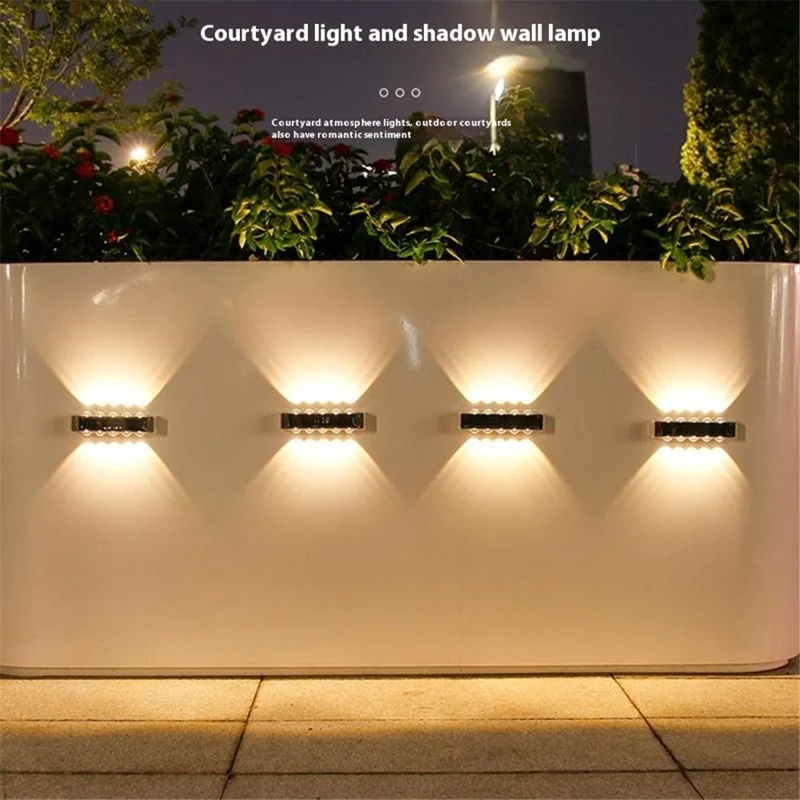 4PCS 20 LED Solar Wall Light Up / Down Outdoor Waterproof Lights for Garden / Patio / Villa Landscape - White Light