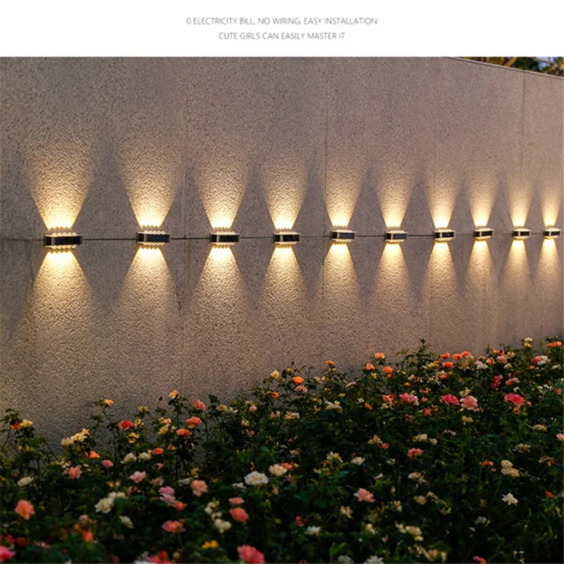 4PCS 20 LED Solar Wall Light Up / Down Outdoor Waterproof Lights for Garden / Patio / Villa Landscape - White Light