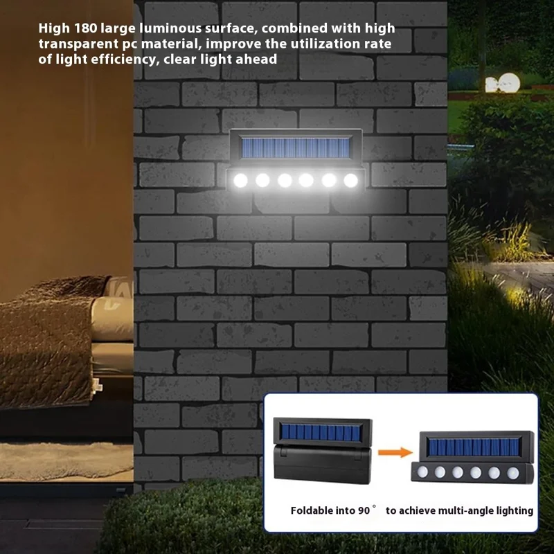 Solar Powered Wall Light Portable Foldable Path Lamp for Outdoor Patio Garden Landscape Lighting - White Light