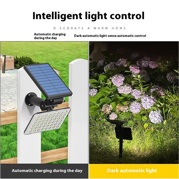 Luz de Jardín Solar con Pica de 62 LED, Lámpara de Césped con 3 Modos, Ajustable, Impermeable para Paisajismo Exterior - Luz Cálida