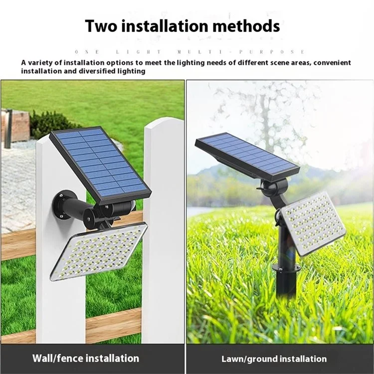 Luz de Jardín Solar con Pica de 62 LED, Lámpara de Césped con 3 Modos, Ajustable, Impermeable para Paisajismo Exterior - Luz Cálida