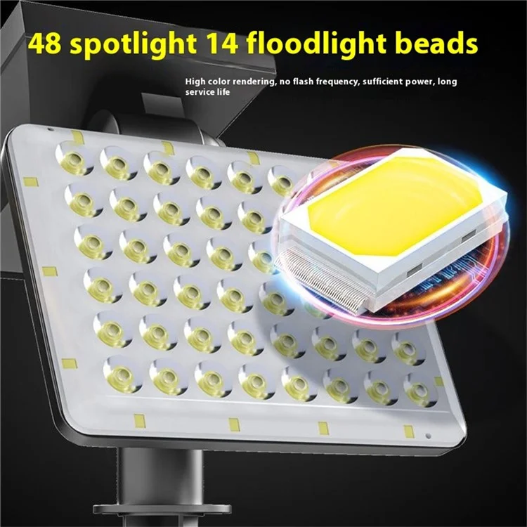 Luz de Jardín Solar con Pica de 62 LED, Lámpara de Césped con 3 Modos, Ajustable, Impermeable para Paisajismo Exterior - Luz Cálida