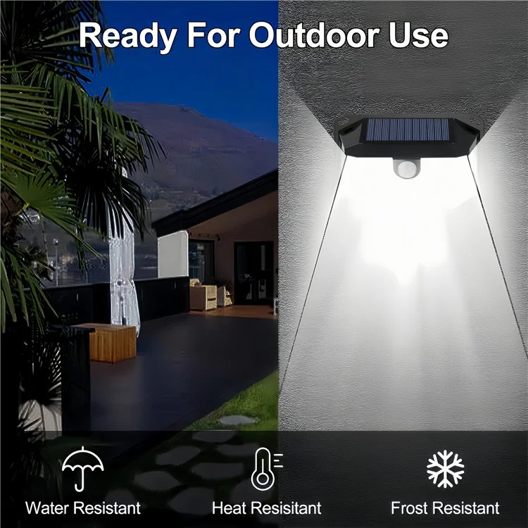 HSG-T22-178LED 3 Modes Motion Sensor Wall Light Waterproof Solar Powered Outdoor Yard Lamp