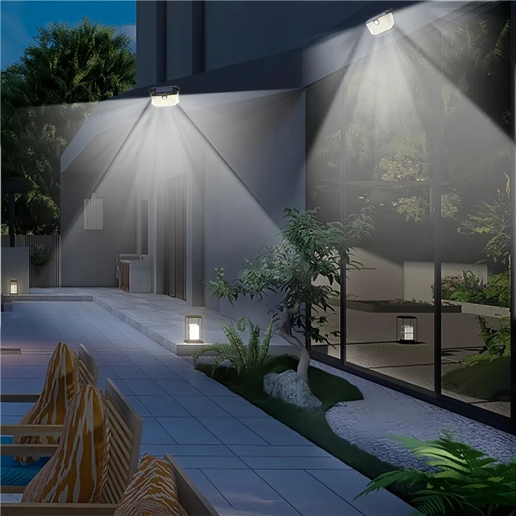 HSG-T22-178LED 3 Modes Motion Sensor Wall Light Waterproof Solar Powered Outdoor Yard Lamp