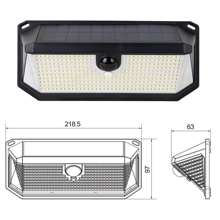 HSG-T22L-388LED 3 Modos Sensor de Movimiento Luz de Pared Impermeable Energía Solar Lámpara de Jardín Exterior