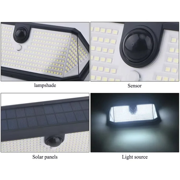 HSG-T22L-388LED 3 Modos Sensor de Movimiento Luz de Pared Impermeable Energía Solar Lámpara de Jardín Exterior