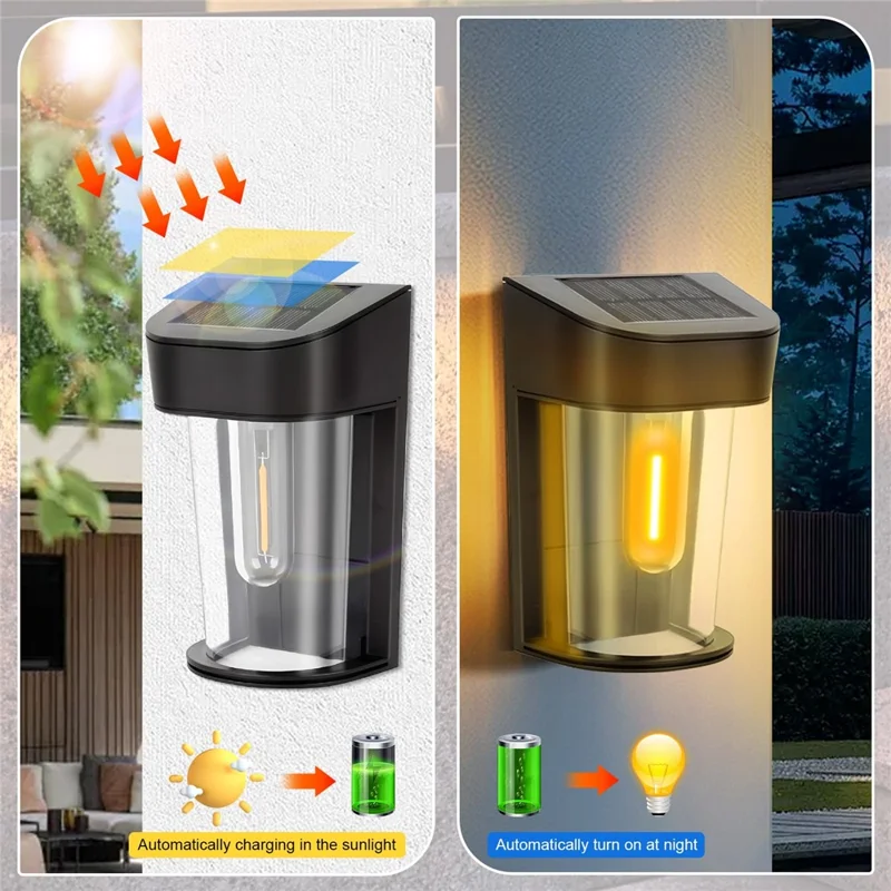 HSG-1811 Solar Wall Light IP44 Waterproof Outdoor COB Fence Lamp for Garden Patio Yard - 1811B