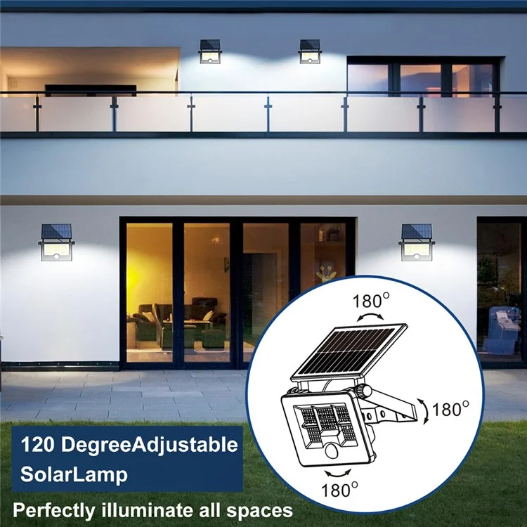 HSG-1828C 232 LED Solar Garden Light Outdoor Wall Mounted Motion Sensor Security Lamp for Yard Patio, Size L