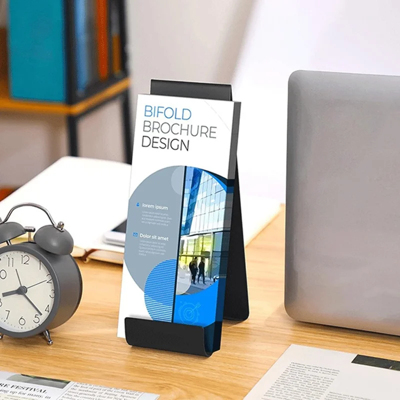 4Pcs Brochure Holder Metal Desktop Organizer Vertical Flyer Display Stand for Office Store Exhibition