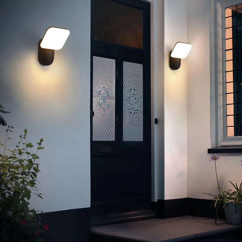 LED Außenwandleuchte Wasserdicht Garten Terrasse Balkon Eingang Lampe - Rund Schwarz / Warmweiß