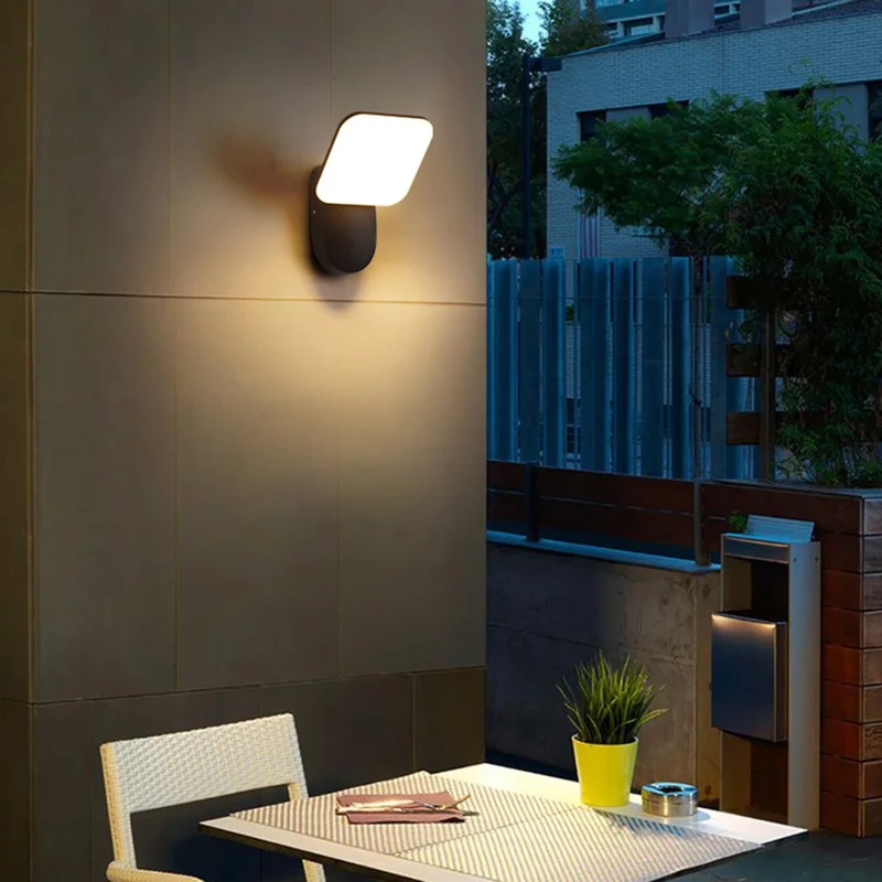 LED Außenwandleuchte Wasserdicht Garten Terrasse Balkon Eingang Lampe - Rund Schwarz / Warmweiß