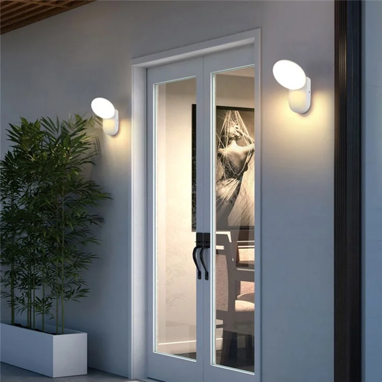 Motion Sensor Warm White LED Outdoor Wall Light Waterproof Garden Lamp Patio Balcony Porch Light - Round Black