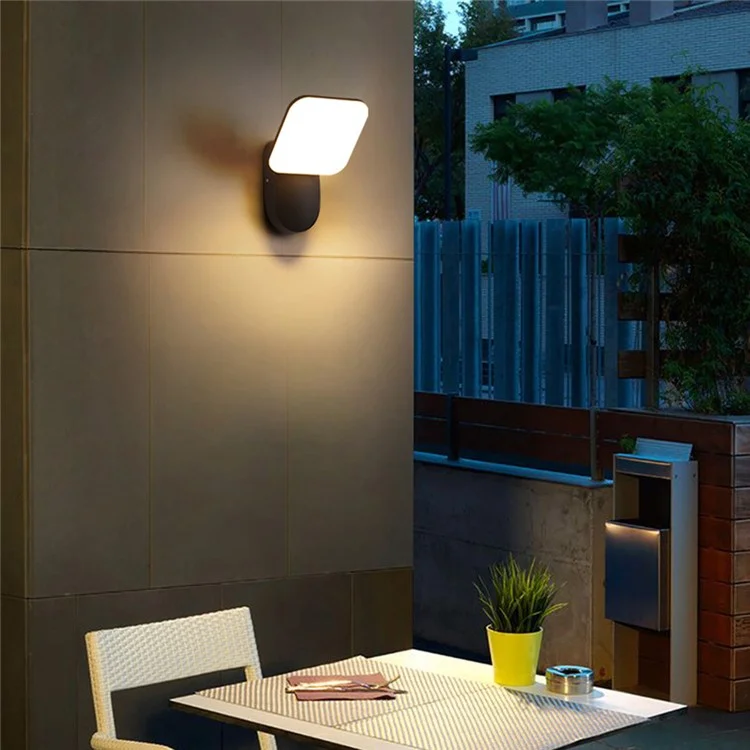 Motion Sensor Warm White LED Outdoor Wall Light Waterproof Garden Lamp Patio Balcony Porch Light - Round Black