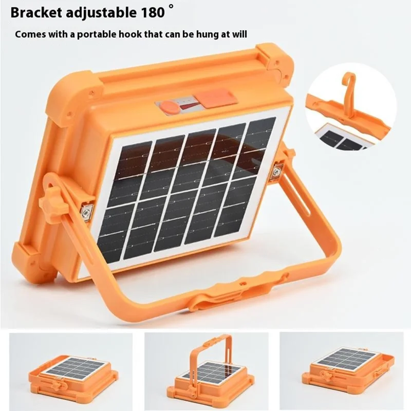 Large 4 Grid 4800W Solar 2835 LED Light Outdoor Camping Rechargeable Floodlight Super Bright Emergency Lamp