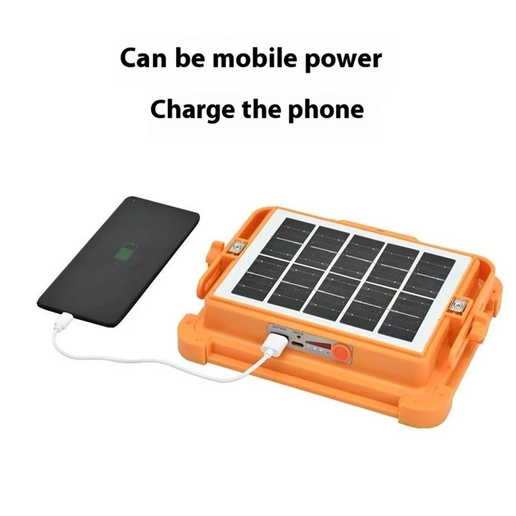Lámpara de Emergencia Solar Recargable de 6000W con 4 Rejillas y Soporte para Camping al Aire Libre
