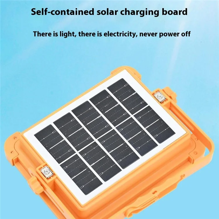 Lámpara de Emergencia Solar Recargable de 6000W con 4 Rejillas y Soporte para Camping al Aire Libre