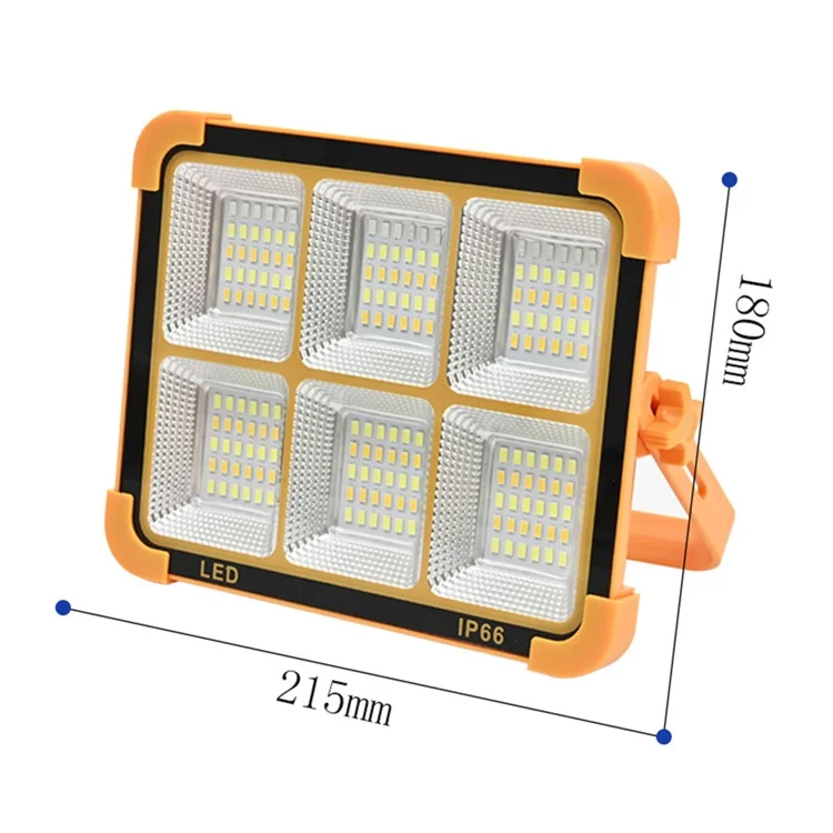 Foco Recargable Solar de 6 Rejillas de 6000W para Camping con Lámpara de Emergencia y Soporte