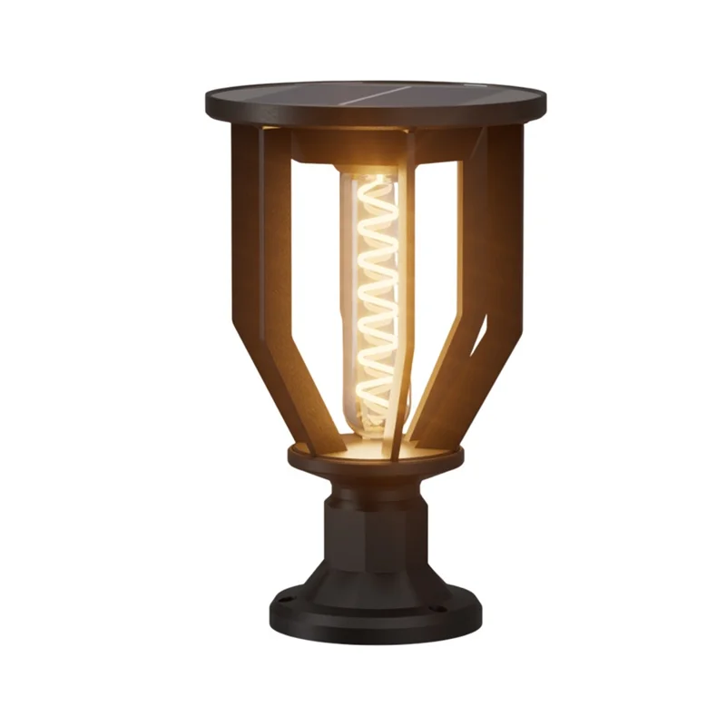 Solar Powered Outdoor Lantern Light Modern Garden Fence Standing Lamp 30W COB Patio Lighting, Style 3