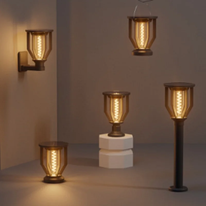 30W COB Solar Powered Outdoor Lantern Light Modern Garden Fence Standing Lamp Patio Lighting, Style 4