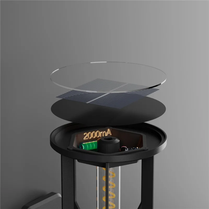 30W COB Solar Powered Outdoor Lantern Light Modern Garden Fence Standing Lamp Patio Lighting, Style 4
