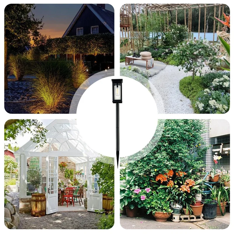 F245 8Pcs Outdoor Solar Powered Tungsten Filament Ground Light for Garden Waterproof Landscape Lamp