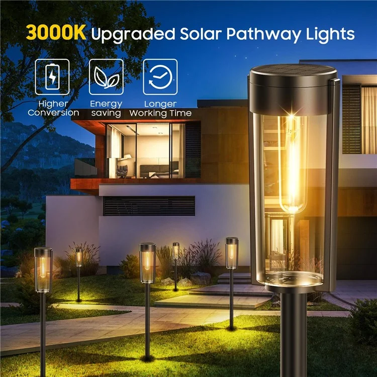 Y246 6 Luces Solares para Jardín Impermeables con Filamento de Tungsteno para Paisajismo Exterior