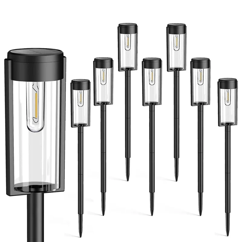 Y246 8Pcs Solar Powered Lawn Lights Outdoor Waterproof Tungsten Filament Garden Landscape Lamp