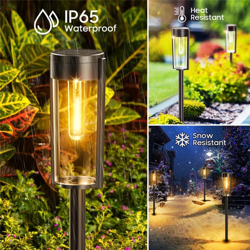Y246 8Pcs Solar Powered Lawn Lights Outdoor Waterproof Tungsten Filament Garden Landscape Lamp
