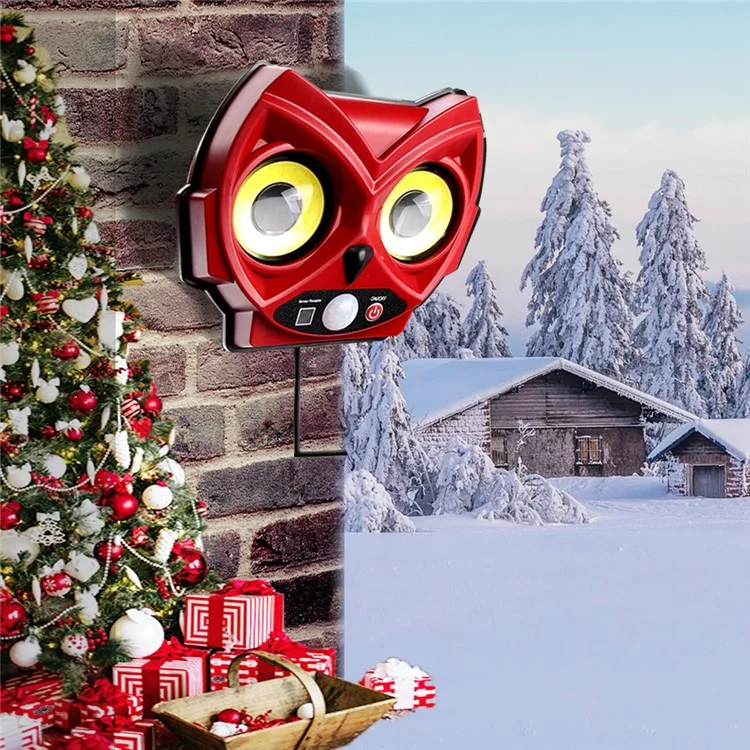 Owl Shape Solar Powered Wall Light for Patio Yard Waterproof Outdoor Garden Motion Sensor Lamp - 2 COB+52 LED / Red