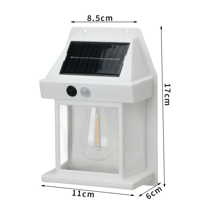 2Pcs Solar Powered Filament Bulb Wall Light Outdoor Garden Motion Sensor Waterproof Lamp - White