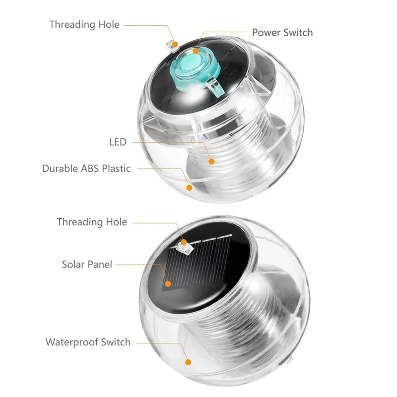 2Pcs Solar Powered Floating Lights Auto Color Changing Ball Lamps for Garden Pond Pool