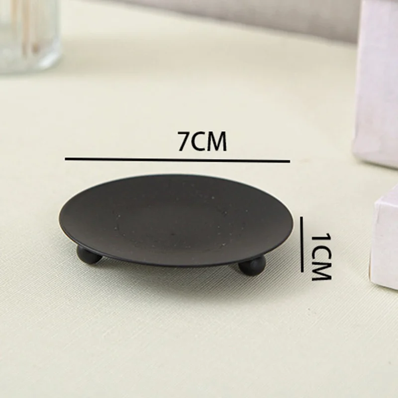 American Style Round Metal Candle Holder Plate Wedding Decor Candlestick Iron Tray, Size S - Gold