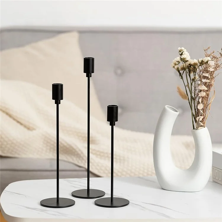 3Pcs / Set Taper Candle Holders Dining Table Decor Romantic Candlelight Dinner Centerpiece - Rose Gold