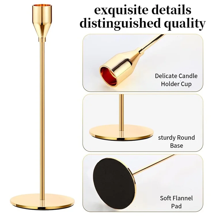3Pcs / Set Taper Candle Holders Dining Table Decor Romantic Candlelight Dinner Centerpiece - Rose Gold