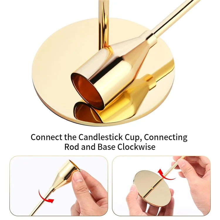 3Pcs / Set Taper Candle Holders Dining Table Decor Romantic Candlelight Dinner Centerpiece - Rose Gold