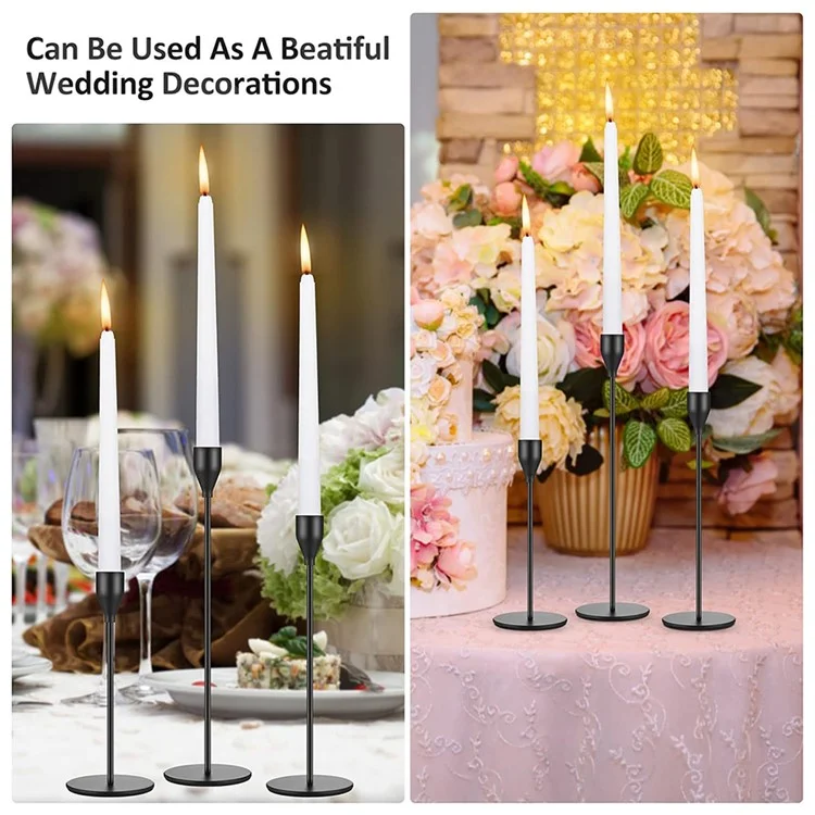 3Pcs / Set Taper Candle Holders Dining Table Decor Romantic Candlelight Dinner Centerpiece - Rose Gold