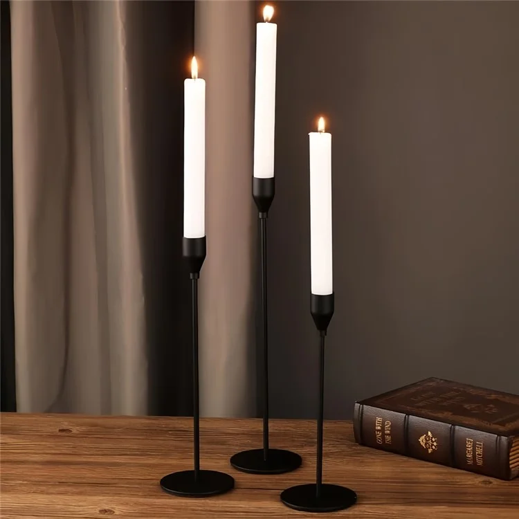 3Pcs / Set Taper Candle Holders Dining Table Decor Romantic Candlelight Dinner Centerpiece - Rose Gold