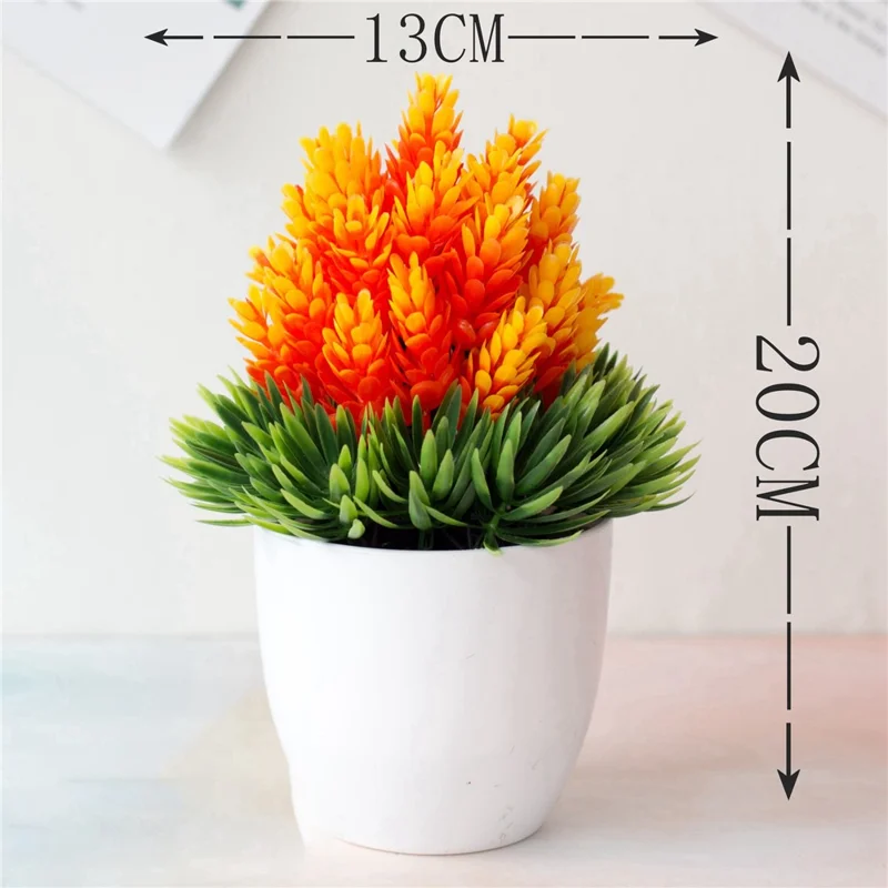Artificial Plastic Potted Plant Ornament Realistic Bonsai Office Living Room Home Decor - Orange