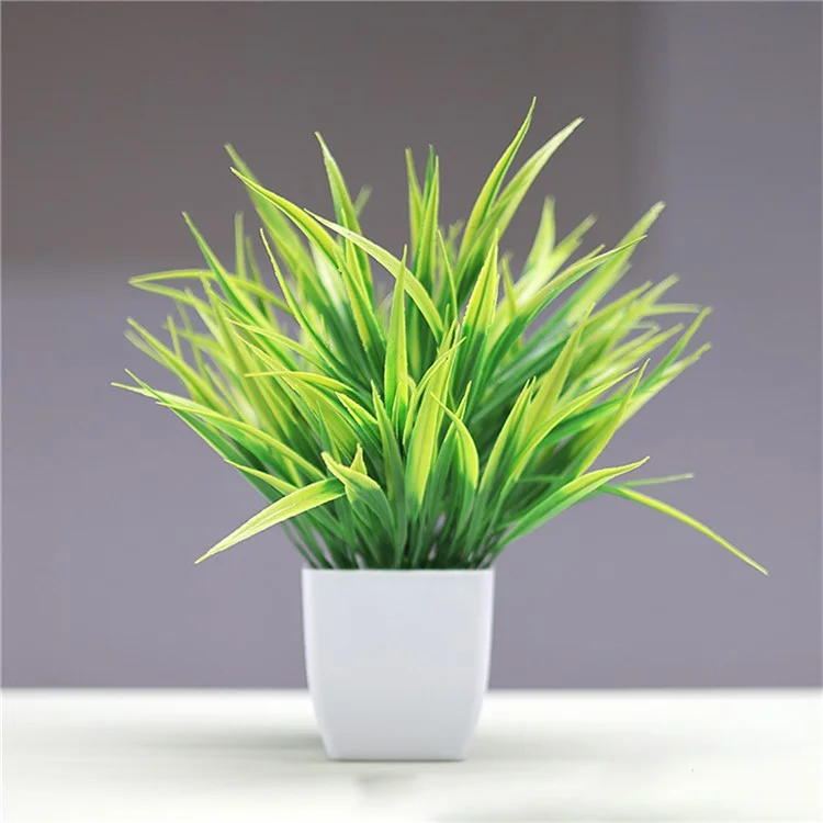 Artificial Small Grass Plant Pot Realistic Indoor Tabletop Decor Lifelike Plastic Bonsai Ornament