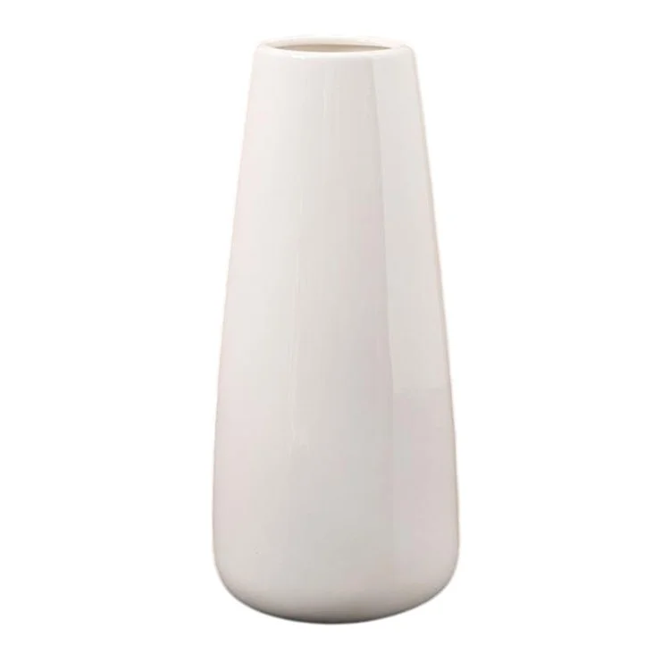 European Simple White Ceramic Vase Living Room Dining Table Decor Dried Fresh Flowers Hydroponic Plant Holder - Style B