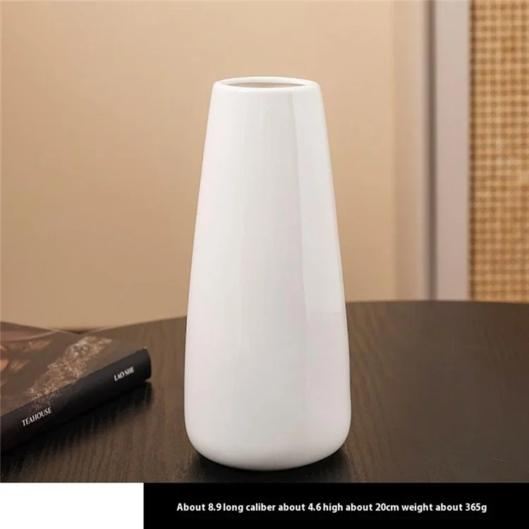 European Simple White Ceramic Vase Living Room Dining Table Decor Dried Fresh Flowers Hydroponic Plant Holder - Style B
