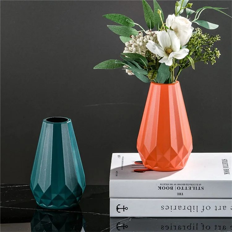 Vase à Fleurs en Plastique avec Effet Émail Céramique pour Fleurs Artificielles Sèches - Blanc